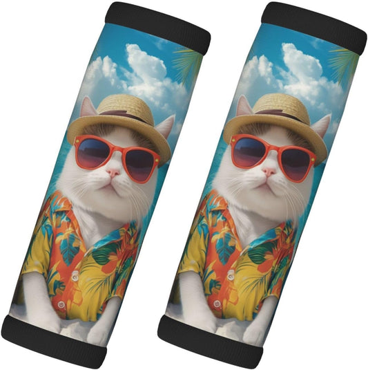 Cute Cats Beach Sunglasses Luggage Handles Wrap Grips For Suitcases Luggage Travel Accessories For Airplane 2pcs