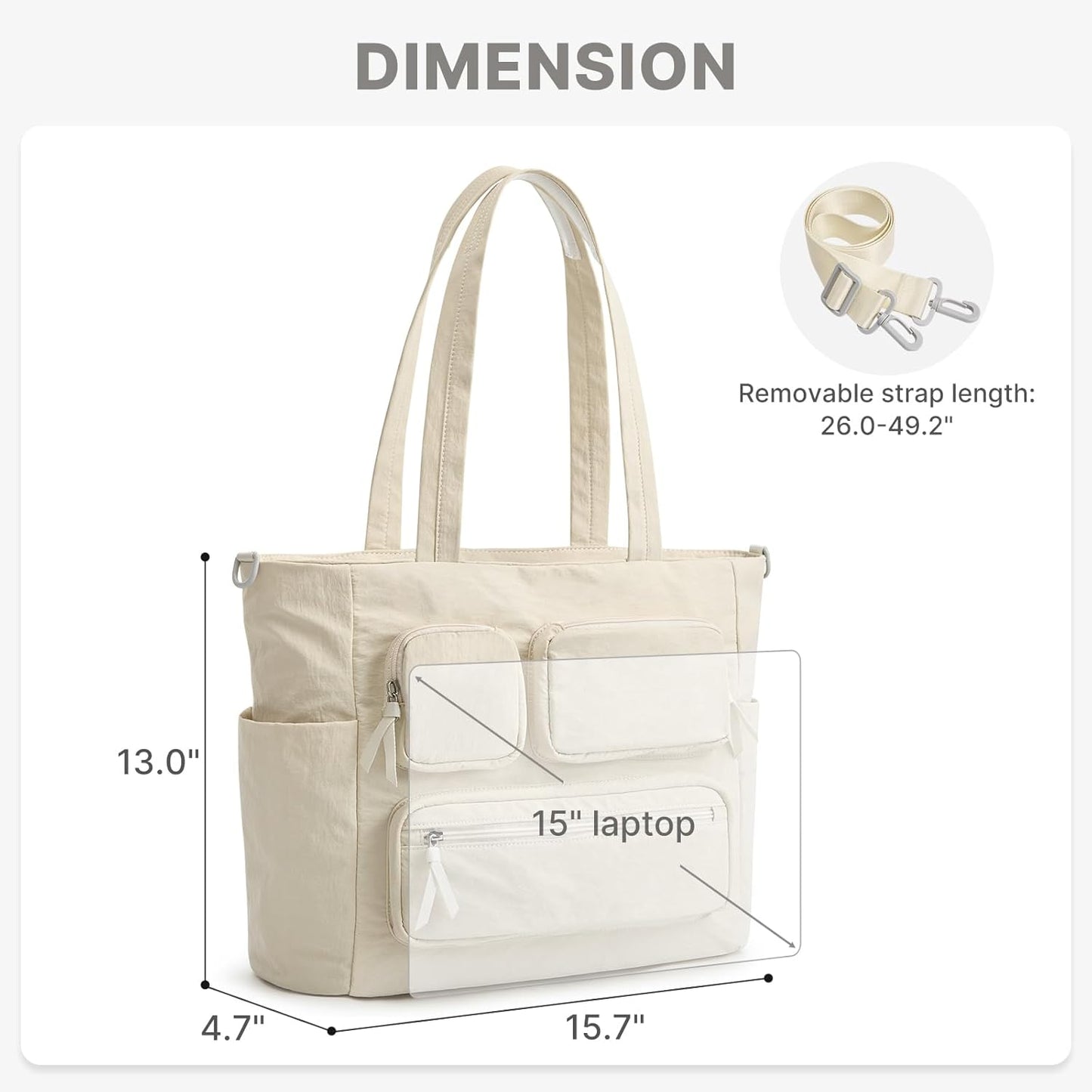 G4Free Tote Bag for Women, Lightweight Work Bag with 15" Laptop Pocket for Teacher Nurse Casual Shoulder Bag for Travel Daily