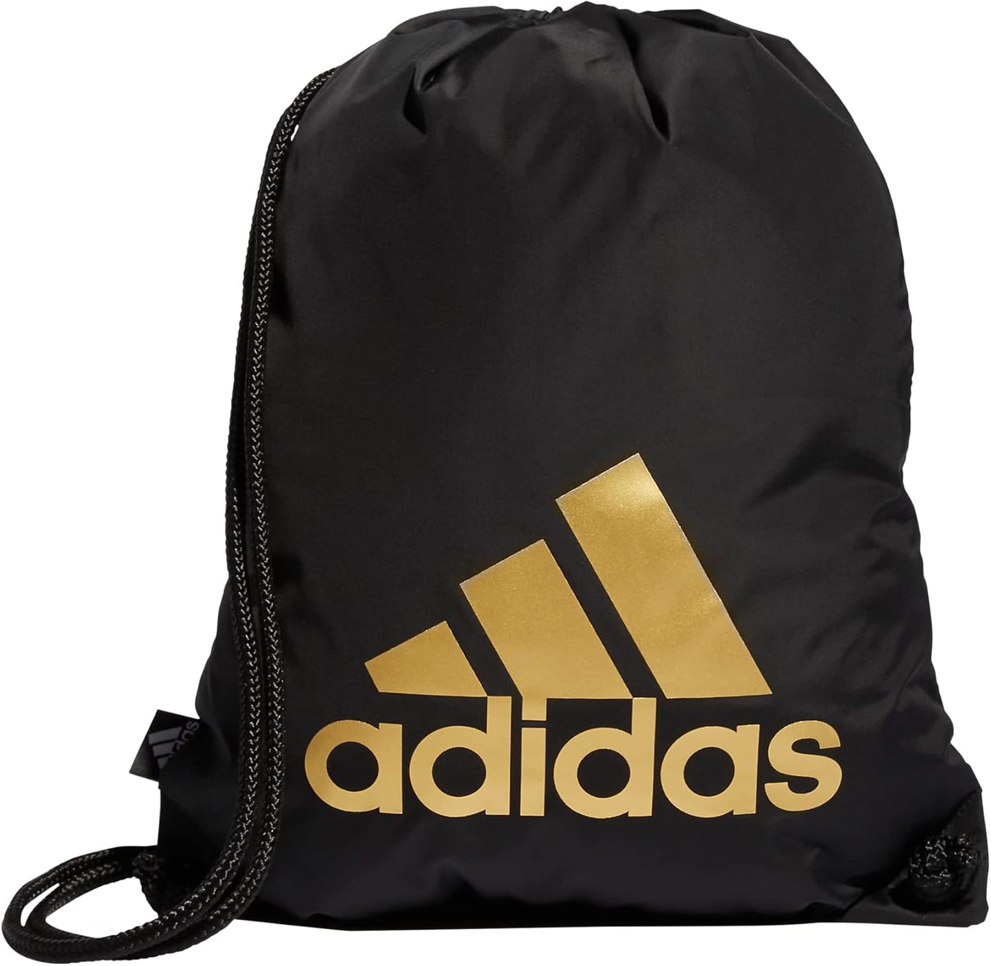 adidas Ready Sackpack – Drawstring Backpack Lightweight Small Gym Bag, Black/Gold Metallic/1.0, One Size