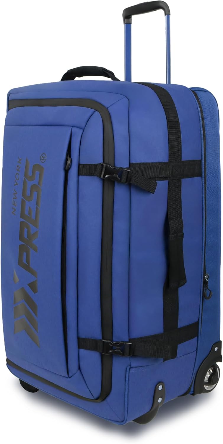 30'' Expandable Rolling Duffle Bag with Wheels,Expandable For Up to 15% More Space,Rolling Duffle Bag w/Handle,Carry on Luggage Travel Duffle Bags for Man Women#Blue