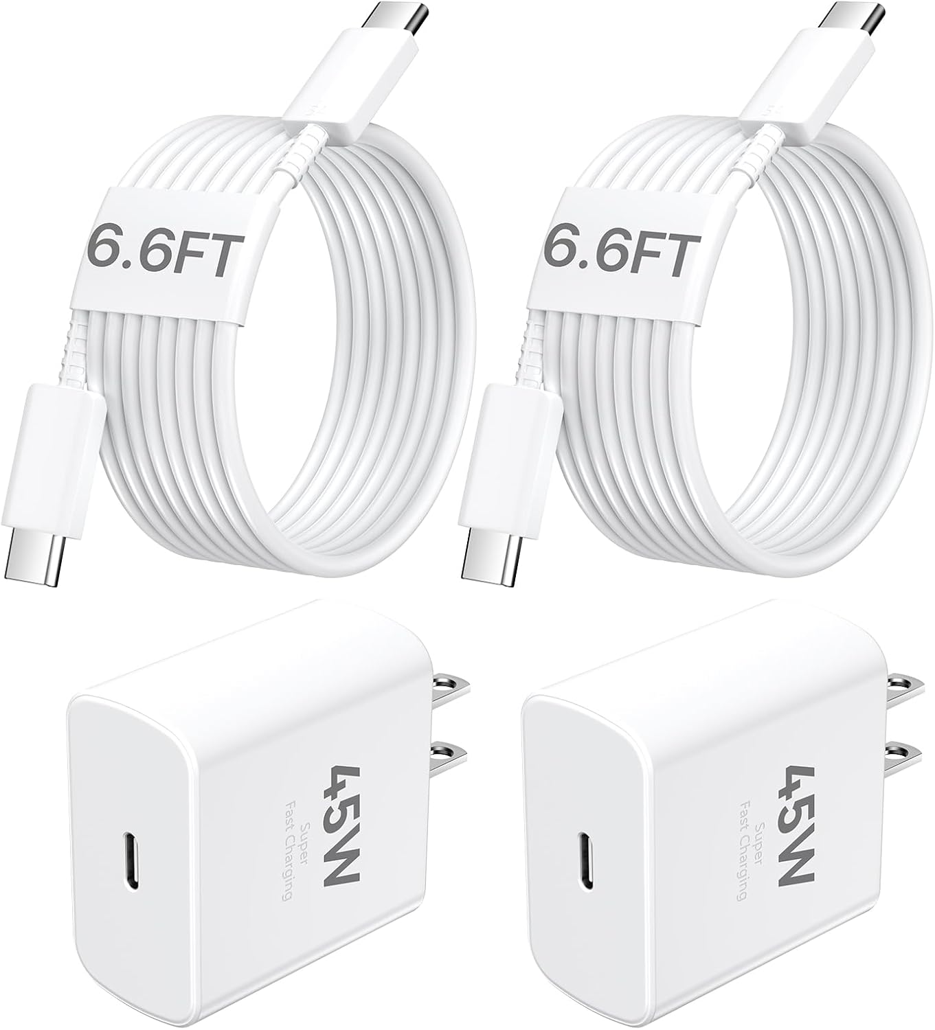 iPhone 17 16 15 Charger Fast Charging PD 45W, 6.6 FT USB C Cable iPhone 17/16/15 Pro max Charging Long Cord with Apple Charger Block for iPhone 17 Pro Max/17 Pro/17 Air/iPhone 16 15 Series, iPad,2Pack