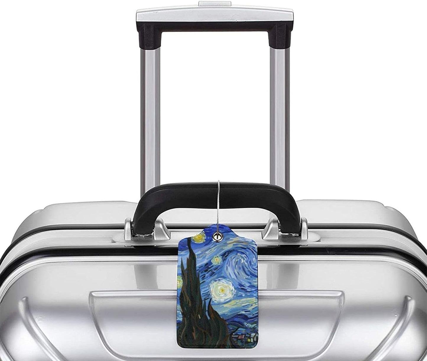 Starry Sky 2 Pcs Luggage Tags, Starry Night Privacy Cover Id Label with Stainless Steel Loop and Address Card for Suitcases & Travel Bags
