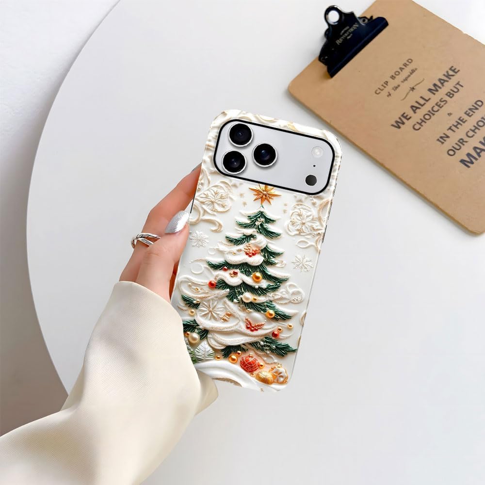 Case for iPhone 17 Pro Max - Slim Fit Anti-Scratch Phone Case for Girl Women - Christmas Tree Stained Glass (Glossy)
