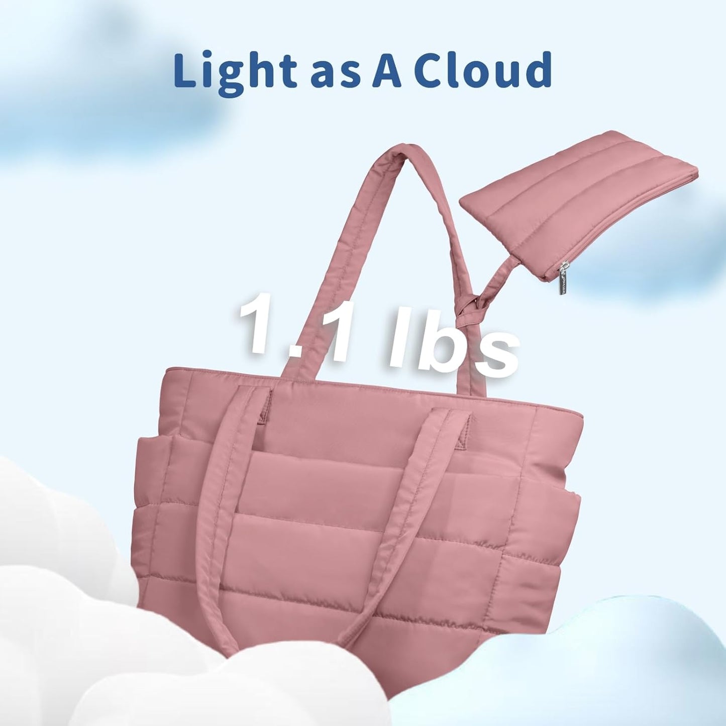 TOPDesign Puffer Tote Bag for Women, Lightweight Puffy Handbag with Compartments, Quilted Shoulder