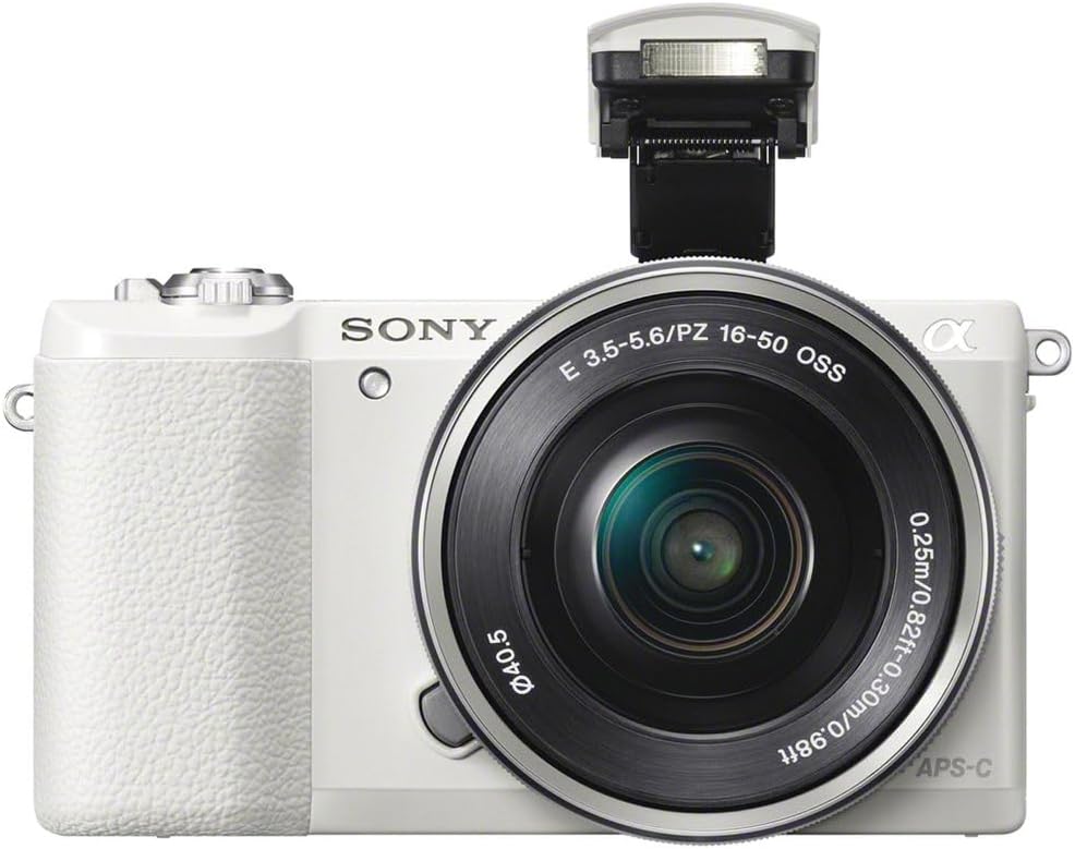Sony Alpha a5100 Mirrorless Digital Camera with 16-50mm Lens (White) + Filter Kit + 64GB Card + 2 x NPF-W50 Battery + Card Reader + LED Light + Photo Software + Cables + Case + More (Renewed)