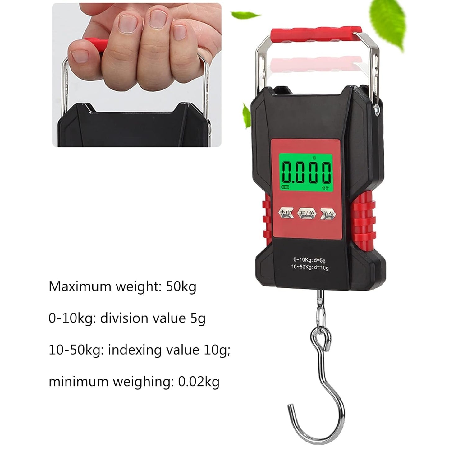 Digital Hanging Luggage Scale With Comfortable Handle And Large Hook 110lb/50kg Backlit Portable Scale For Travel Digital Fishing Scale Waterproof