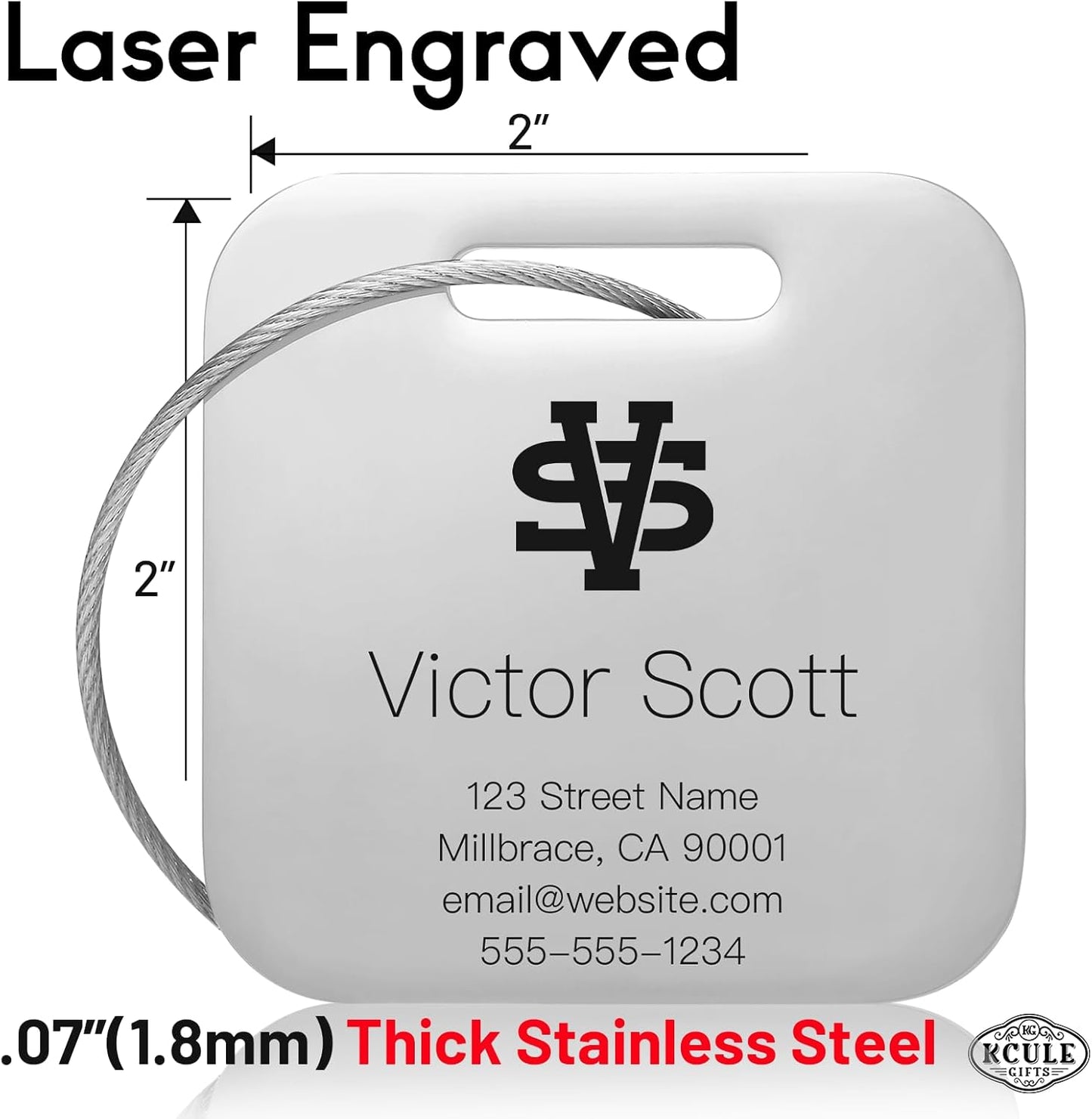 Personalized Luggage Tags for Suitcases - Stainless Steel Custom Luggage Tags for Backpacks & Bags
