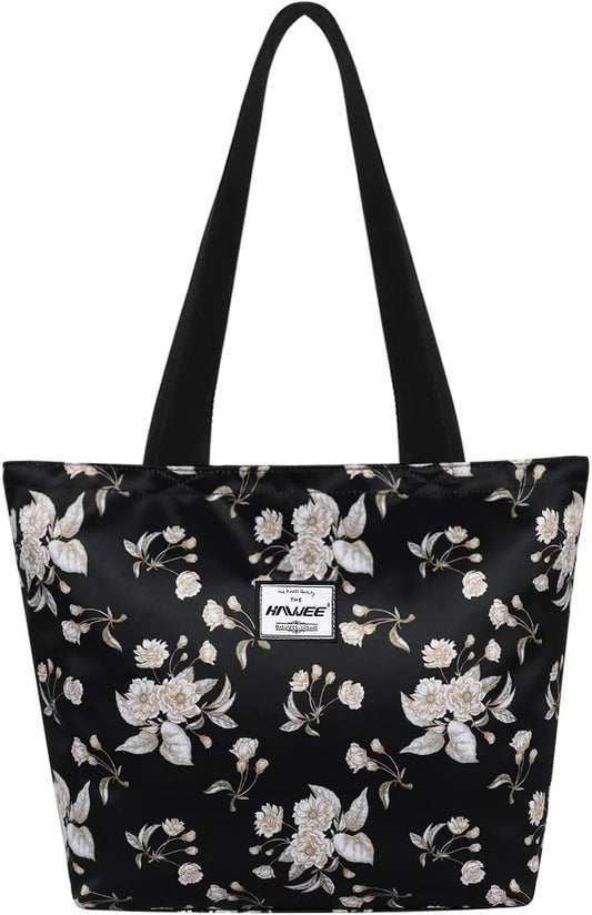 Tote Bag with Zipper for Women Inside Mesh Pocket Heavy Duty Casual Anti-water Cloth Travel Shoulder Handbag