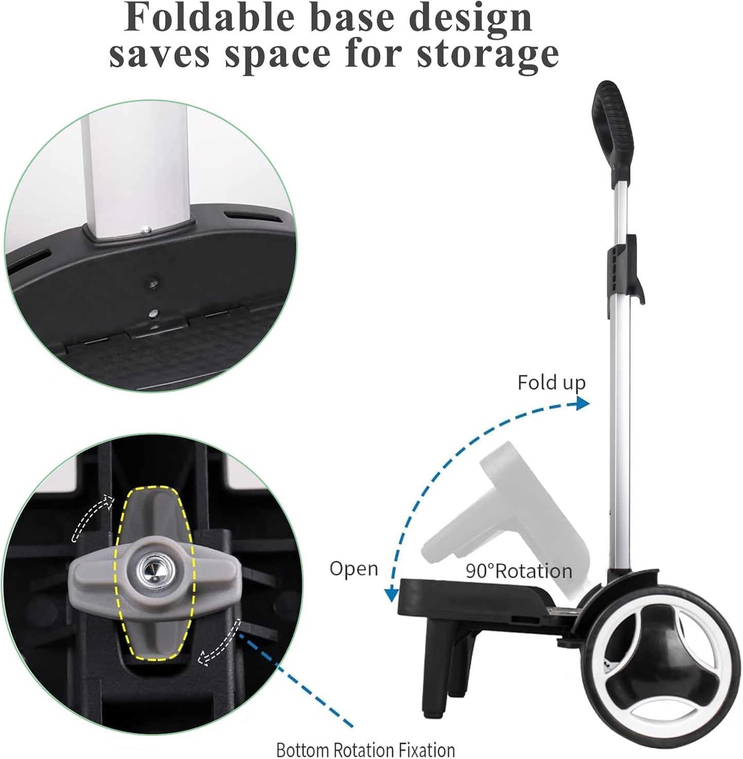 Backpack Trolley Wheeled Cart with Edge Guard Base Noiseless Big Wheels Aluminium Alloy Folding Hand Truck with Luggage Strap for Universal Backpacks Luggage cart for Teenagers,Adults,School,Travel