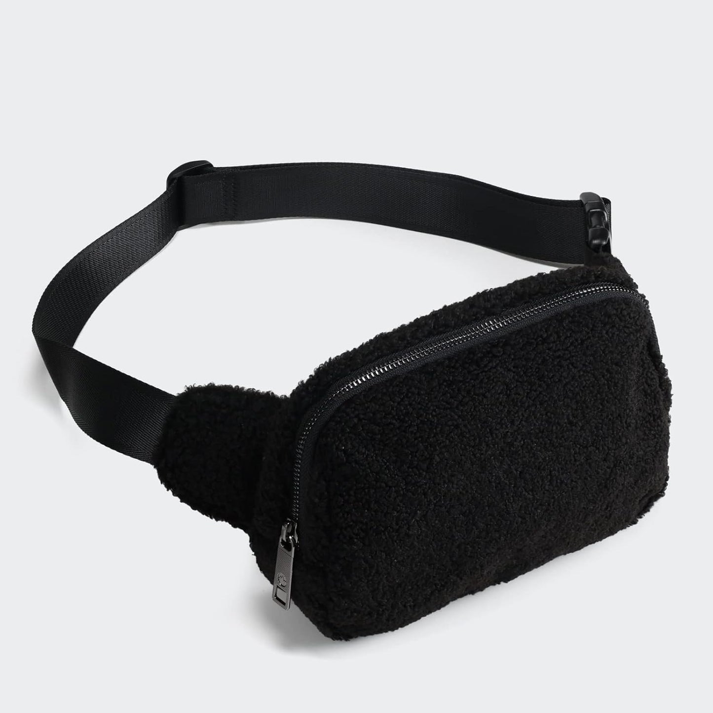 Pander Large 2L Fanny pack Everywhere Fleece Belt Bag for Women and Men with Adjustable strap Belt. (Black)