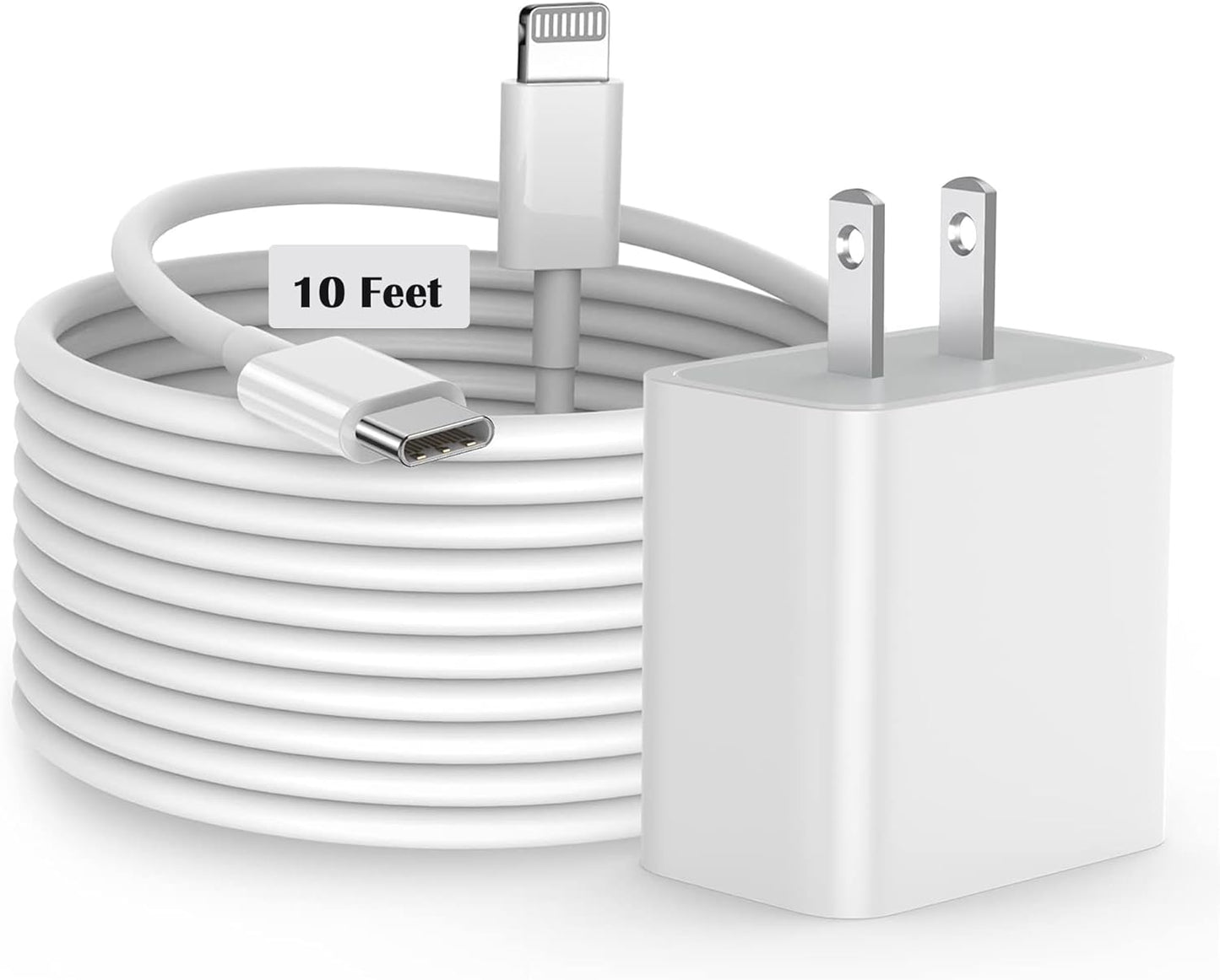 iPhone Fast Charger, [MFi Certified] 20W USB C Fast Charger Block with 10FT Type-C to Lightning Cable, Super Fast Charging Compatible with iPhone 14/13/13 Pro/12/12 Pro/12 Pro Max/11/Xs Max/XR/X