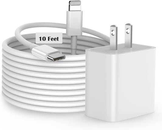 iPhone Fast Charger, [MFi Certified] 20W USB C Fast Charger Block with 10FT Type-C to Lightning Cable, Super Fast Charging Compatible with iPhone 14/13/13 Pro/12/12 Pro/12 Pro Max/11/Xs Max/XR/X