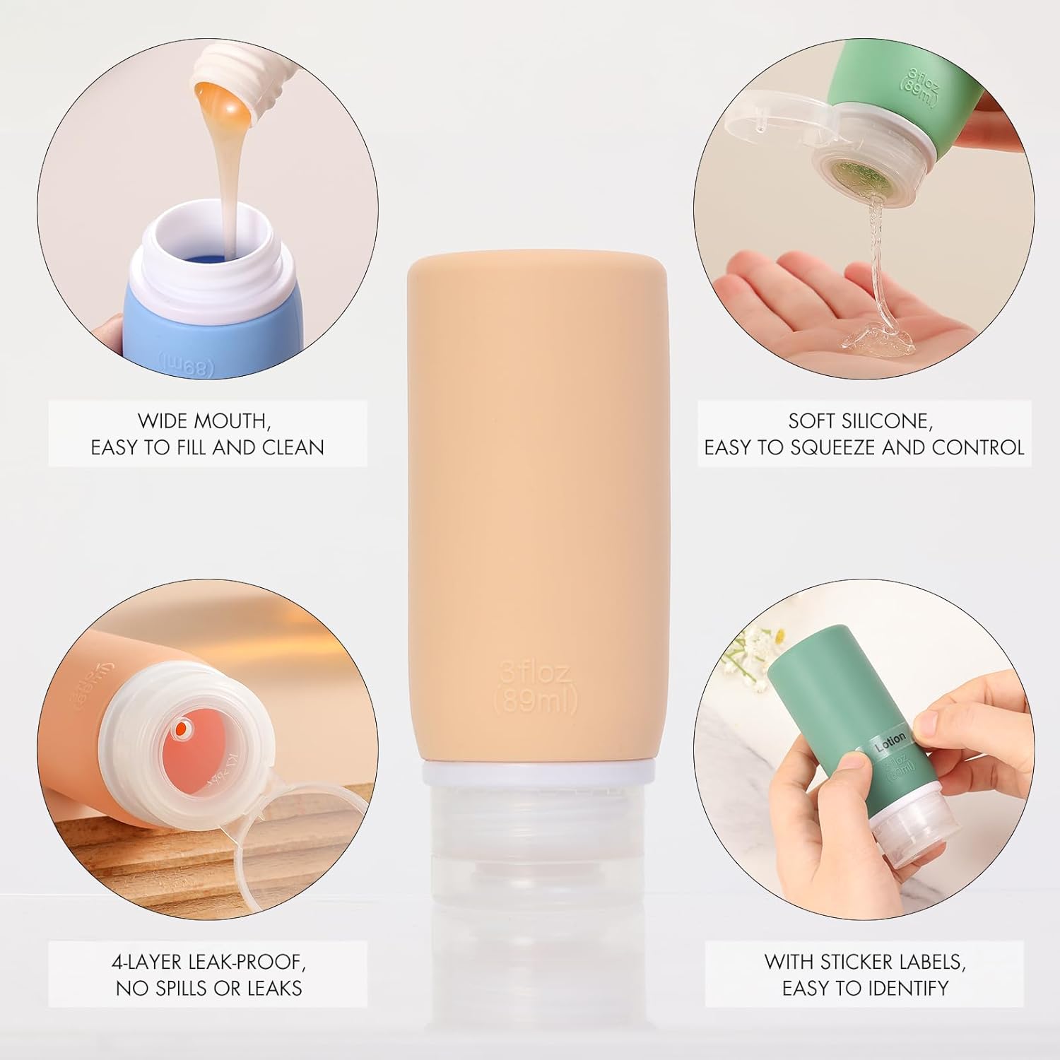 Muslish 21 Pack Travel Bottles for Toiletries, Leak-Proof TSA Compliant Silicone Travel Size
