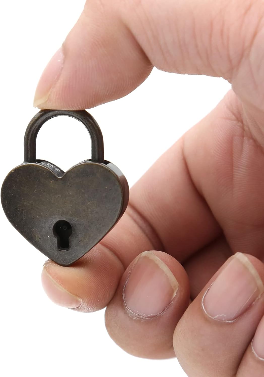 4 Pcs Vintage Antique Padlocks Key Lock with Key, Mini Love Heart Head Luggage Locks, Antique Style