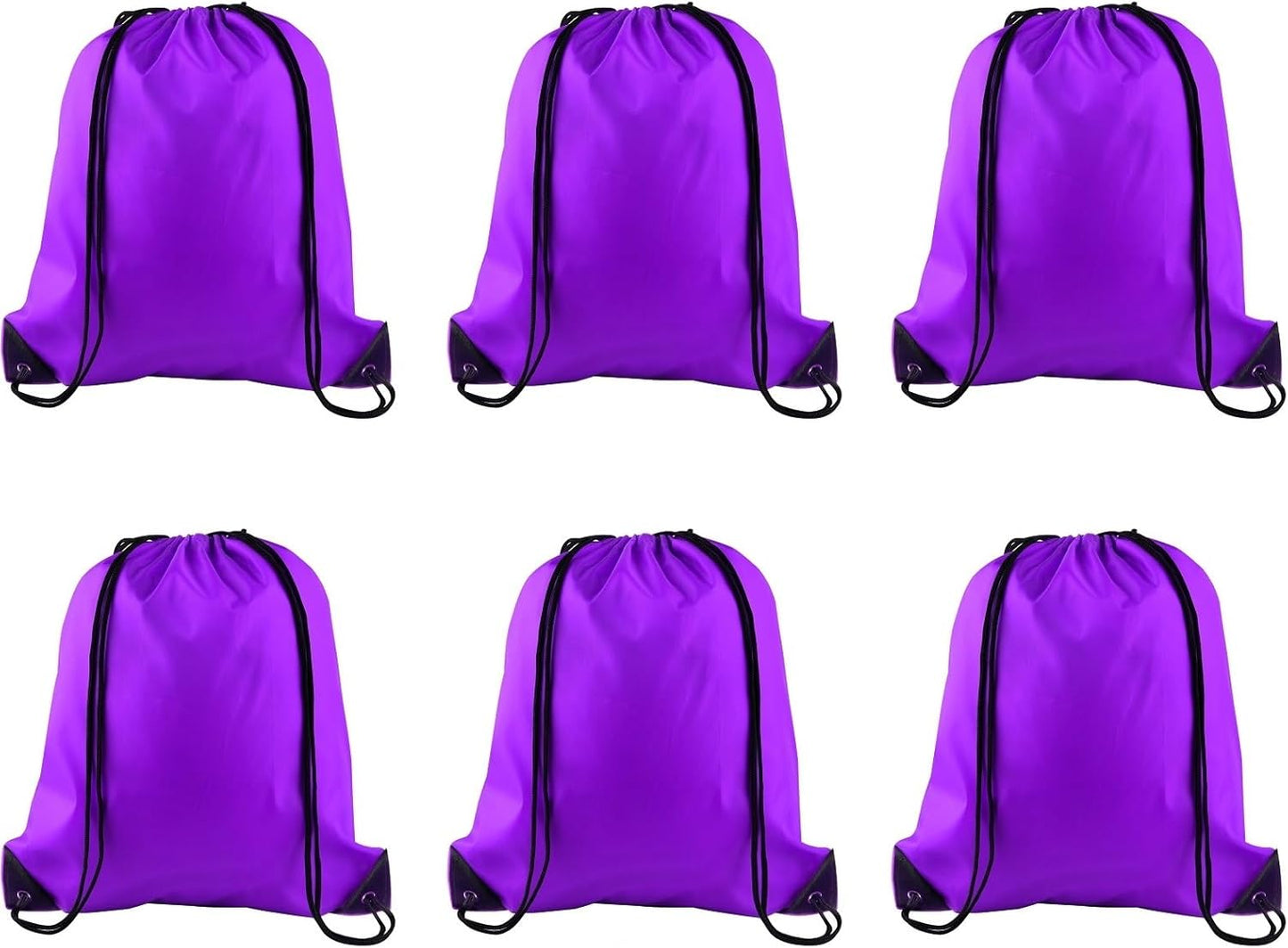 PLULON 6 Pcs Drawstring Bags Bulk Purple Drawstring Backpack String Backpack Cinch Sack Sport Gym Backpack Bags for Yoga Traveling Outdoor Sports
