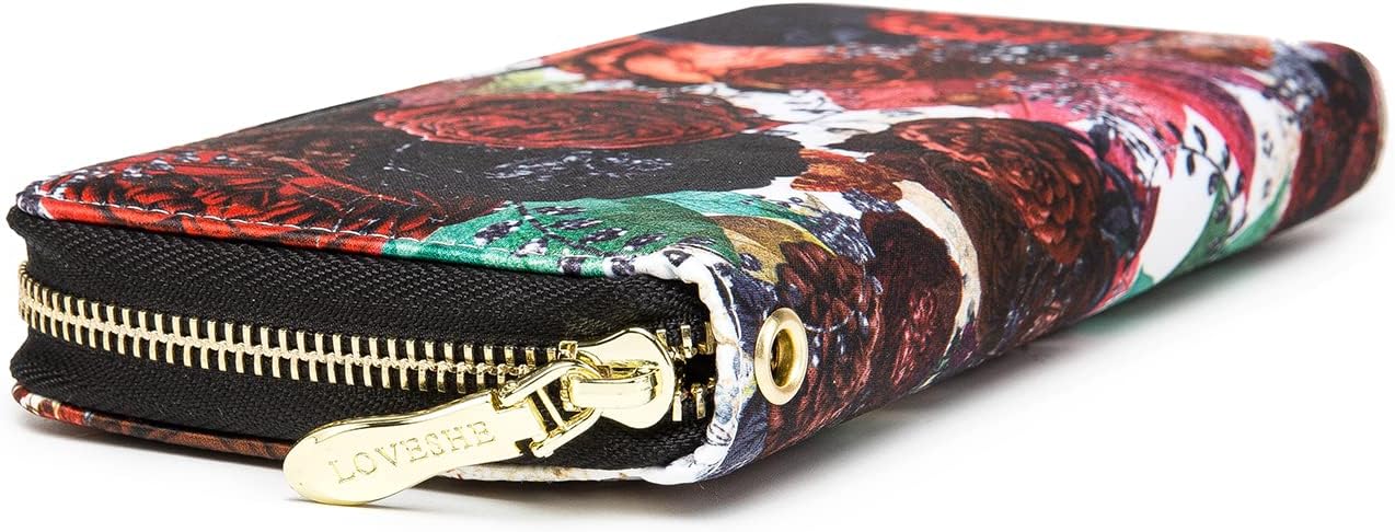 Women Wallet Card RFID For Womens Holder Blocking Credit Small Zipper Purse Pocket Bifold Slim Coin ID Ladies Wristlet Clutch Large Capacity Window Case Travel Zip Women's