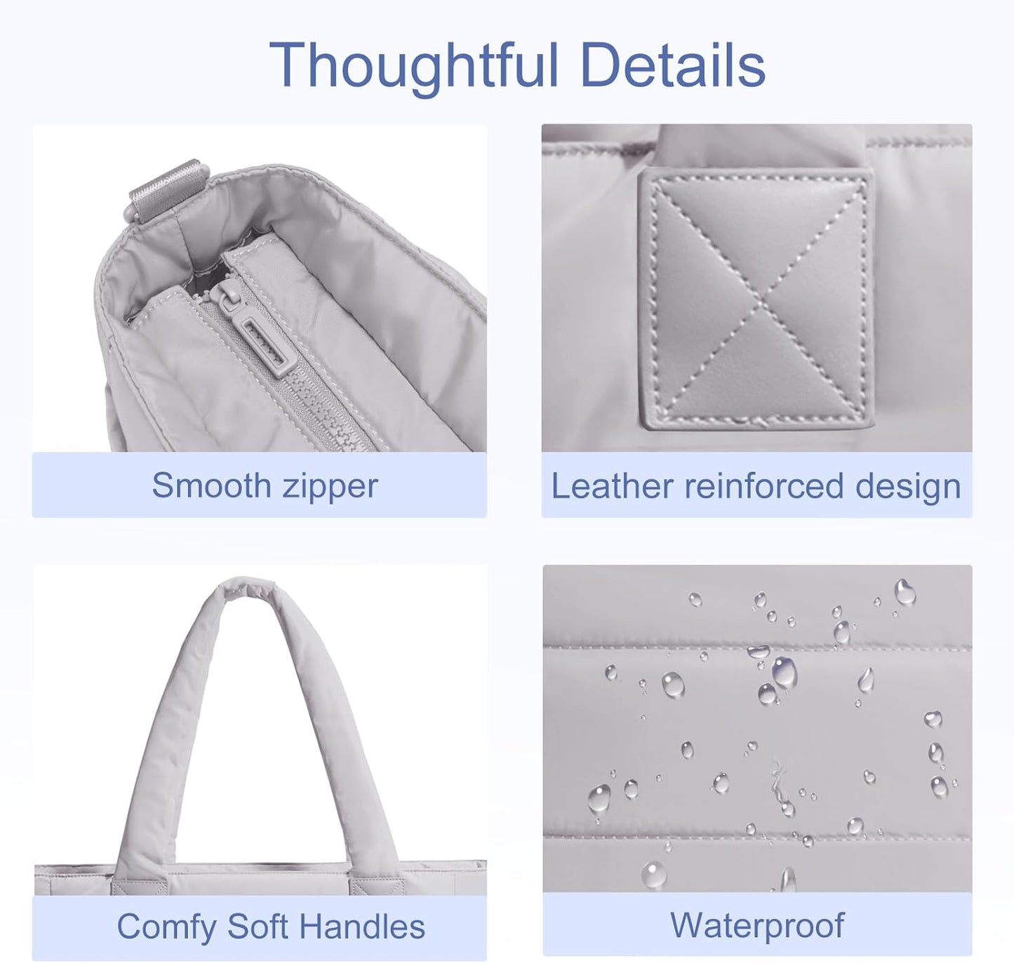 Tote Bag for Women Puffer Tote Bag Large Nurse Bags Shoulder Handbag with Zipper for Work Travel