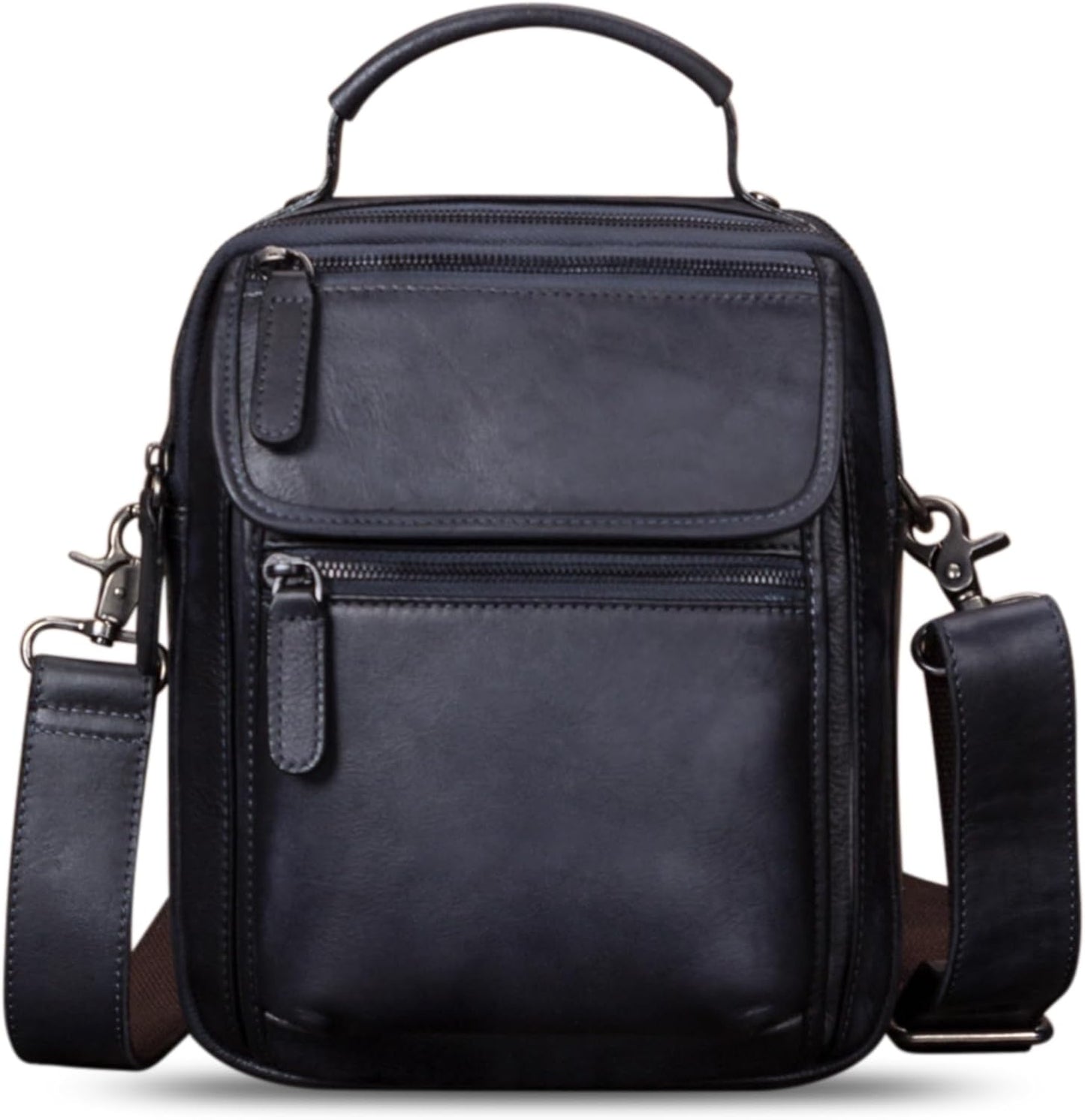 IVTG Genuine Leather Messenger Bag for Men Sling Purse Crossbody Shoulder Bags Satchel for Work