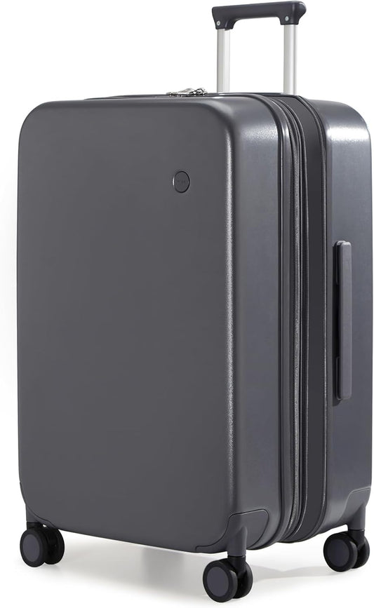 mixi 26 Inch Large Expandable Checked Luggage Suitcases with Spinner Wheels, Hardside Rolling Travel Suitcase PC with TSA Lock & Cover, Rock Gray