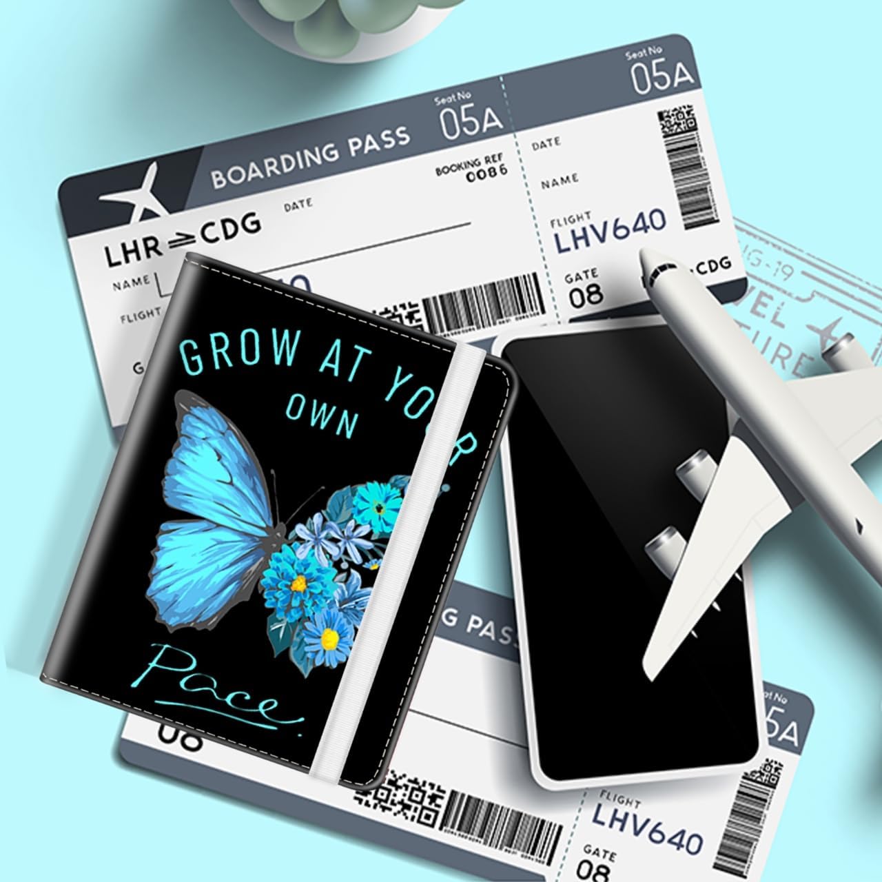 Passport Holder for Travel, Cute Passport Cover for Women Men, Waterproof PU Leather Rfid Blocking Passport Wallet with Credit Card Case for Travel Family, Boys Girls Travel Essentials