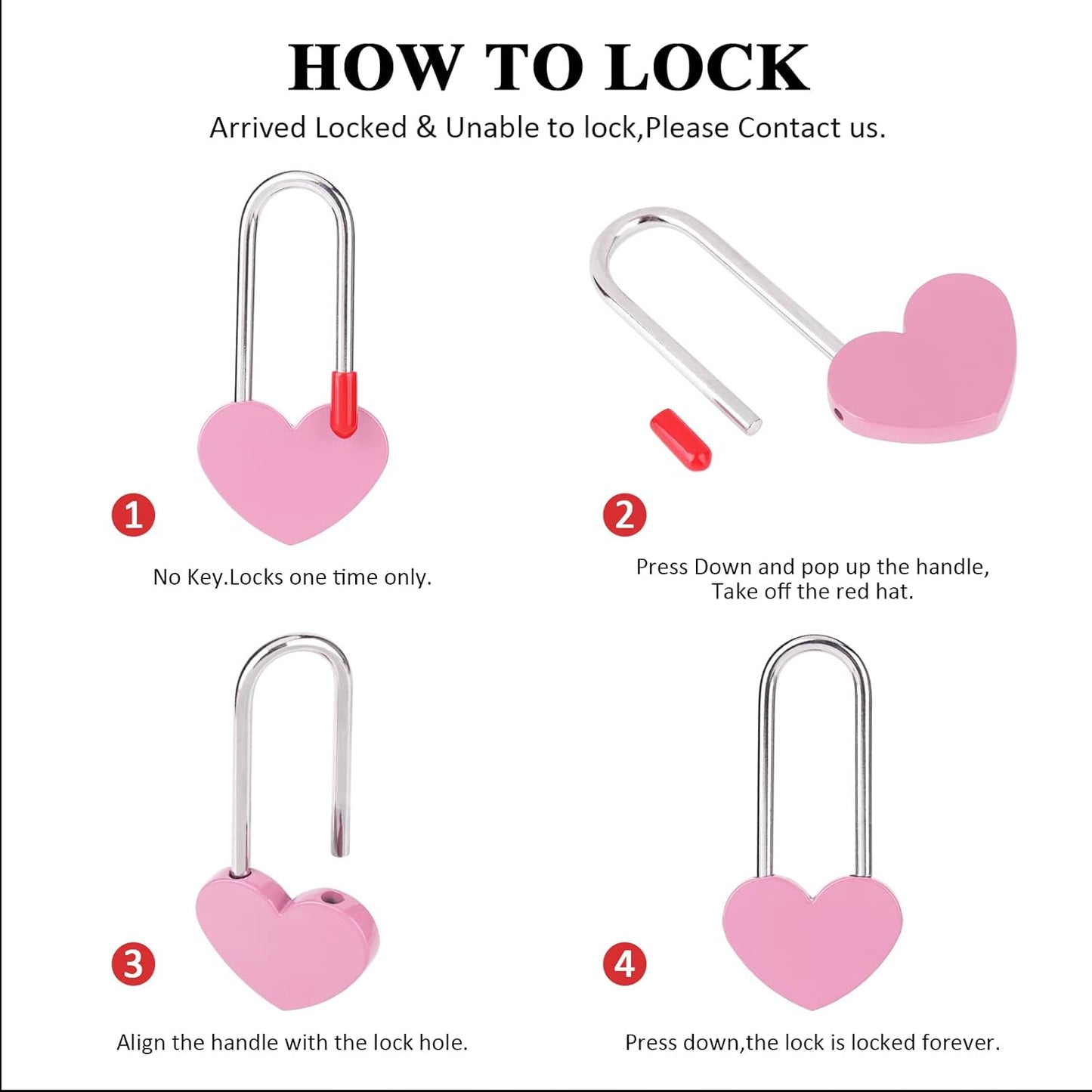 20PCS 3.5" Love Lock Heart Padlock,Pink Single Heart Wish Lock for Lovers Wedding, Valentines, Anniversary, Travel (NO Key)