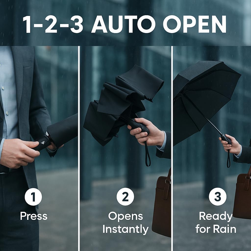 Mr. Pen- Windproof Travel Umbrella, Automatic Umbrellas for Rain, Compact
