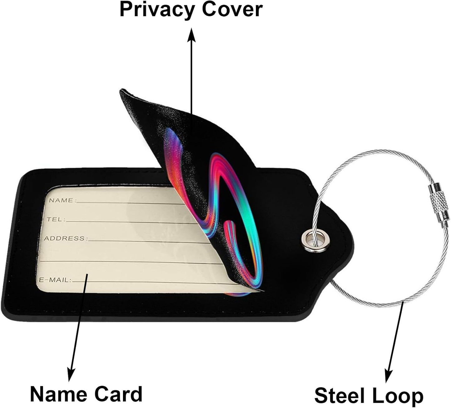 2 Pack Initial Luggage Tags for Suitcase, Colorful Letter Design Cruise Name Bag Tags, Novelty Baggage Identifiers with Full Privacy Cover, Leather ID Label for Women Men Kids Travel, Rainbow Letter S