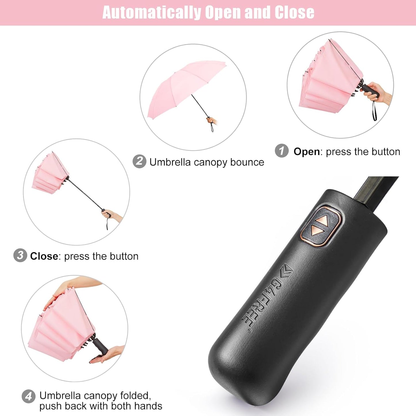 G4Free 42/46/54/62 Inch Large Golf Umbrella Compact Reverse Travel Umbrella 10 Ribs Windproof for Rain Double Canopy Automatic Open Close