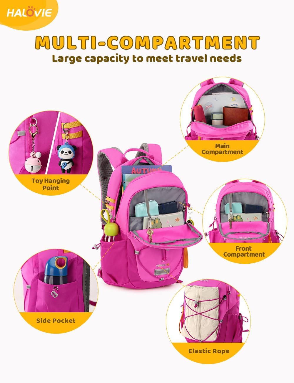 HALOVIE Kids Backpack Small Travel Backpacks Preschool Backpack Outdoor School Backpack Kindergarden Boys Girls