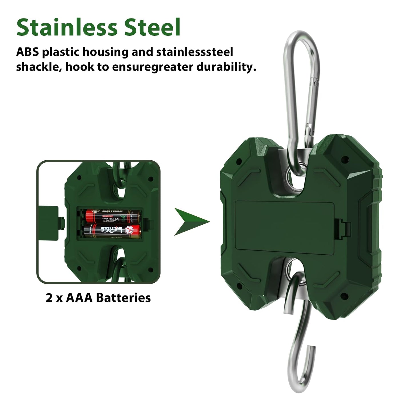 Digital Hanging Scale 660LB/300KG,Handheld Mini Crane Scale,Deer Hunting Scales,Digital Luggage Scale with Hooks for Farm，Fishing, Fish, Meat，Game,Outdoor.
