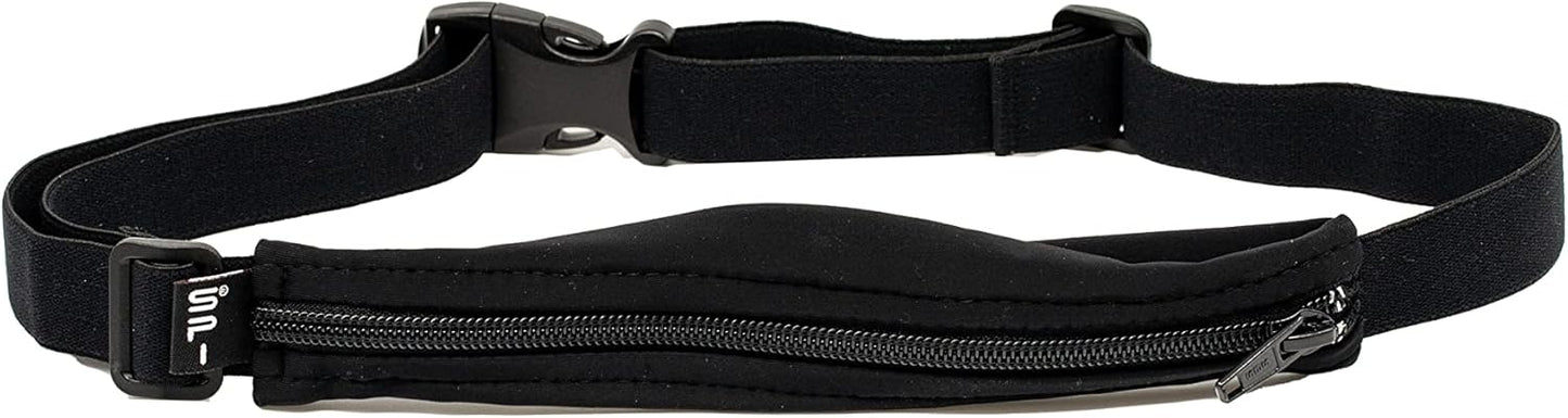 SPIbelt Running Belt for Women Men, Phone Holder for Running, Running Fanny Pack, Holder for Phone, Running Waist Pack, Adjustable Waist, [Fits All Phones]. No Logo Band, Black with Black Zipper