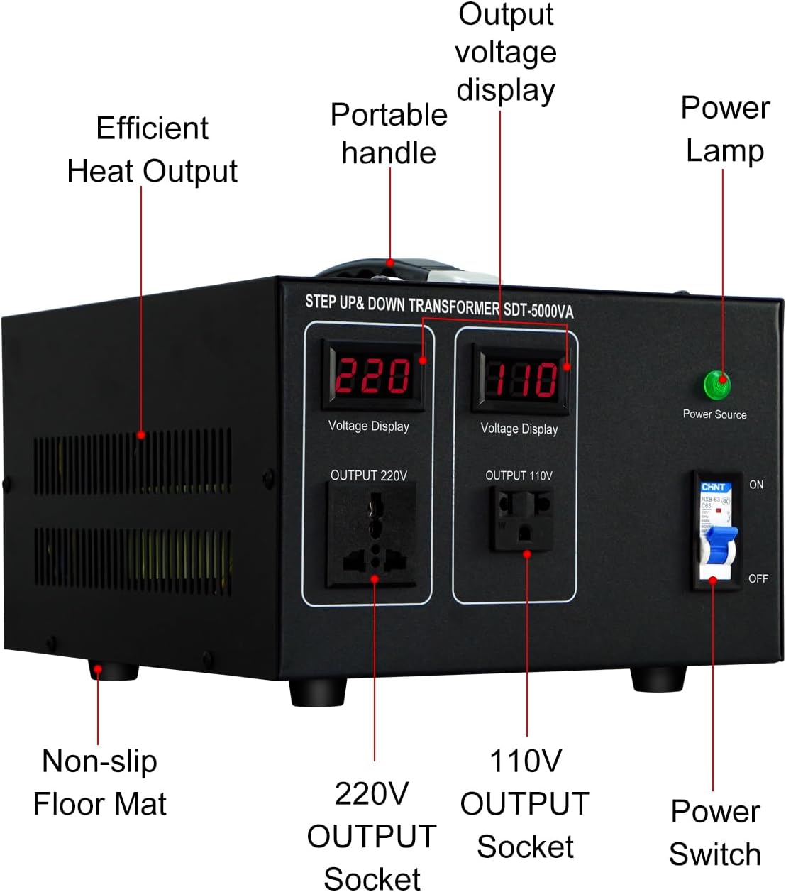 Step Down/Up Transformer 220v to 110v, 5000W Voltage Converter 110 to 220 Heavy Duty Power Transformer