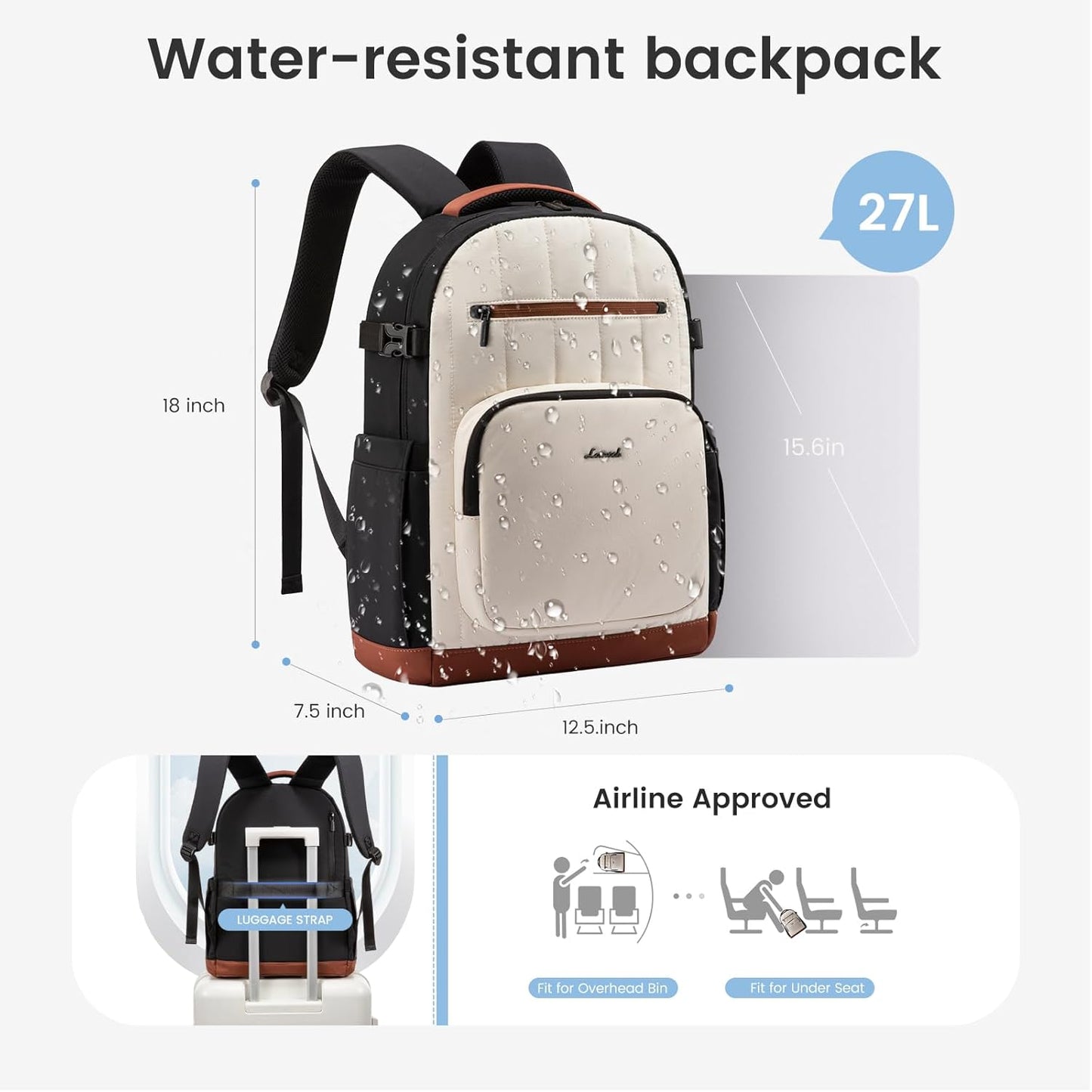 LOVEVOOK Laptop Backpack Women with Pouch Pocket for Large Capacity Cup,15.6 Inch Lightweight Puffer Computer Laptop Bag Travel Backpack Purse for Work College Teacher Personal Item,Mint Green-Black