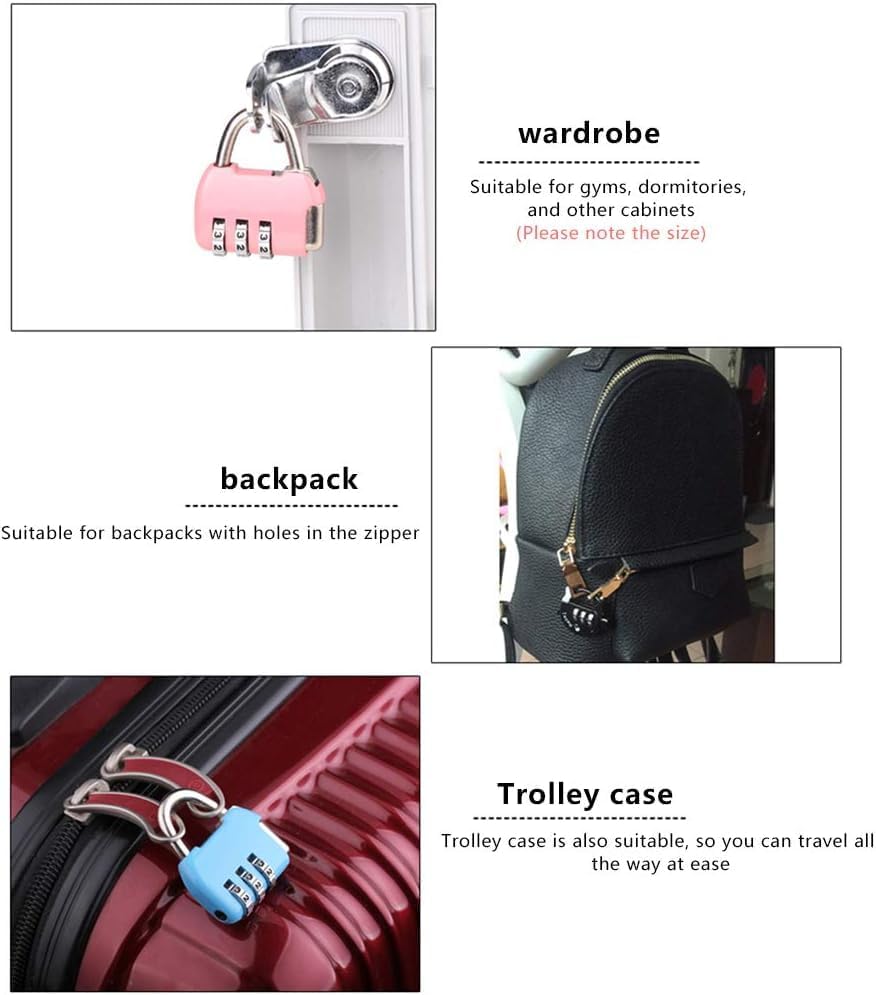 Pink Mini 3-Digit Combination Padlock - Zinc Alloy Security Lock for Lockers, Luggage, Travel Bags, Backpacks, and Small Storage Containers - Resettable and Colorful