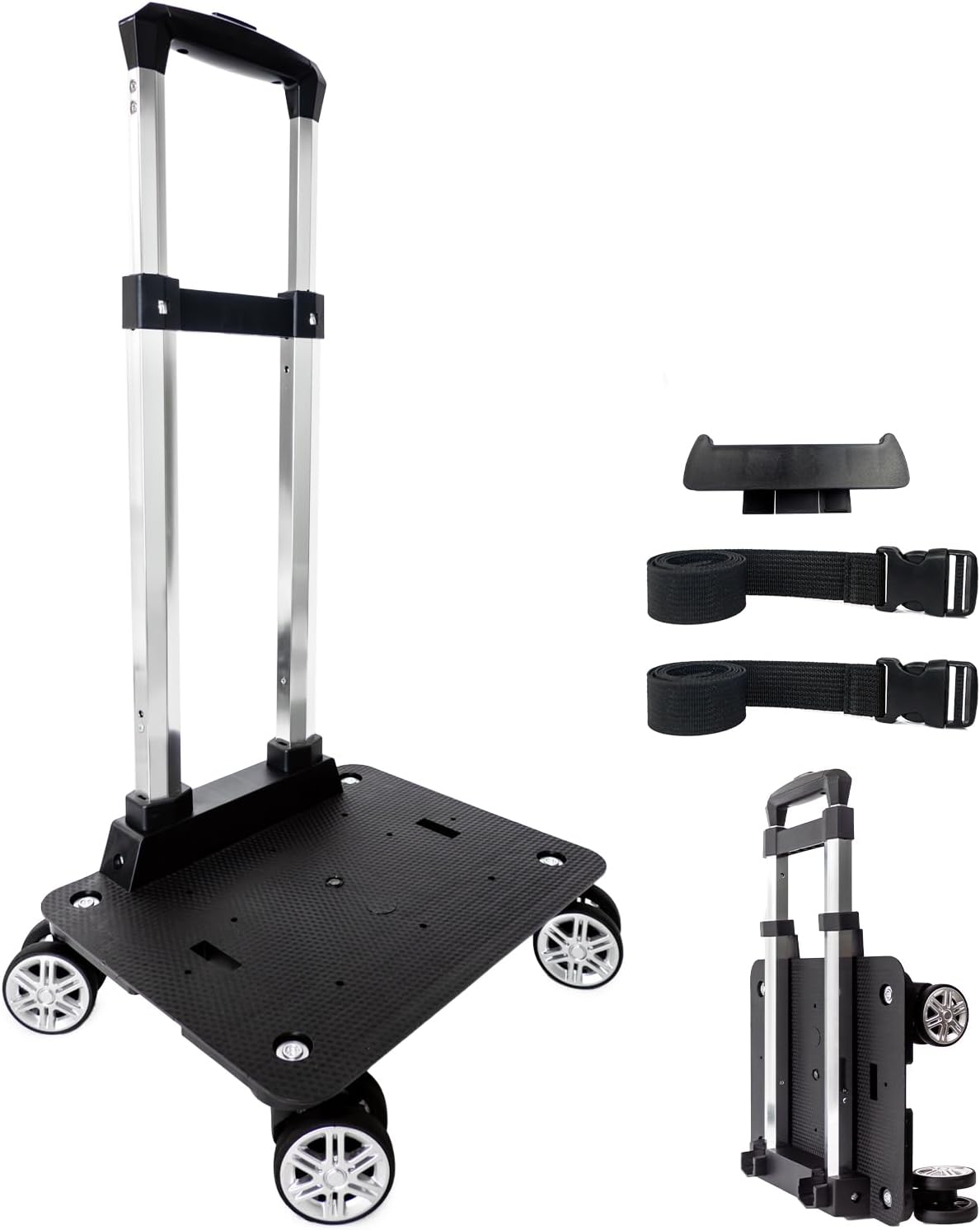 Backpack Trolley Wheeled Cart-Backpack Hand Truck with Luggage Strap,Aluminium Alloy Folding