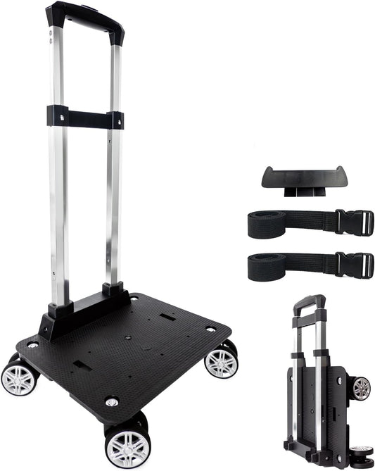 Backpack Trolley Wheeled Cart-Backpack Hand Truck with Luggage Strap,Aluminium Alloy Folding Trolley Cart for Bags Backpack Travel Luggage Cart