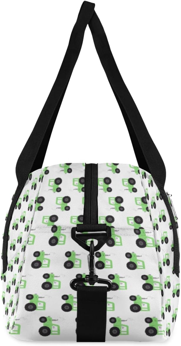 Truck Car Custom Name Kids Overnight Duffel Bags Boys Green Tractor Personalized Sport Gym Bag Customized Duffel Bag for Travel Weekender Practice Gymnastics