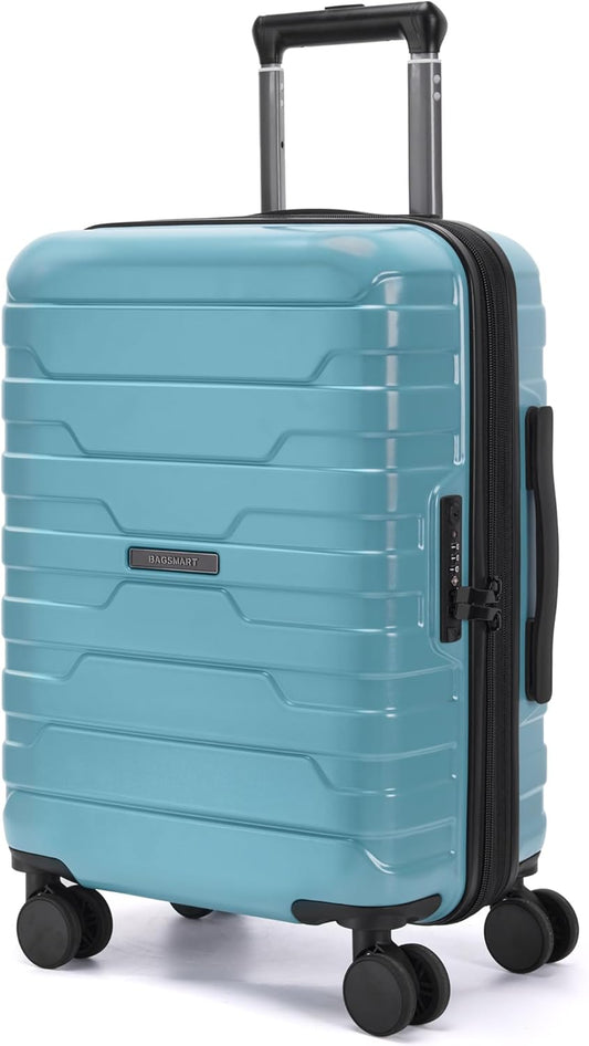 BAGSMART Carry On Luggage 22x14x9 Airline Approved with Spinner Wheels,Lightweight 20 Inch Luggage with TSA Lock,Expandable Hard Shell Carry On Suitcases for Men Women,Teal Blue