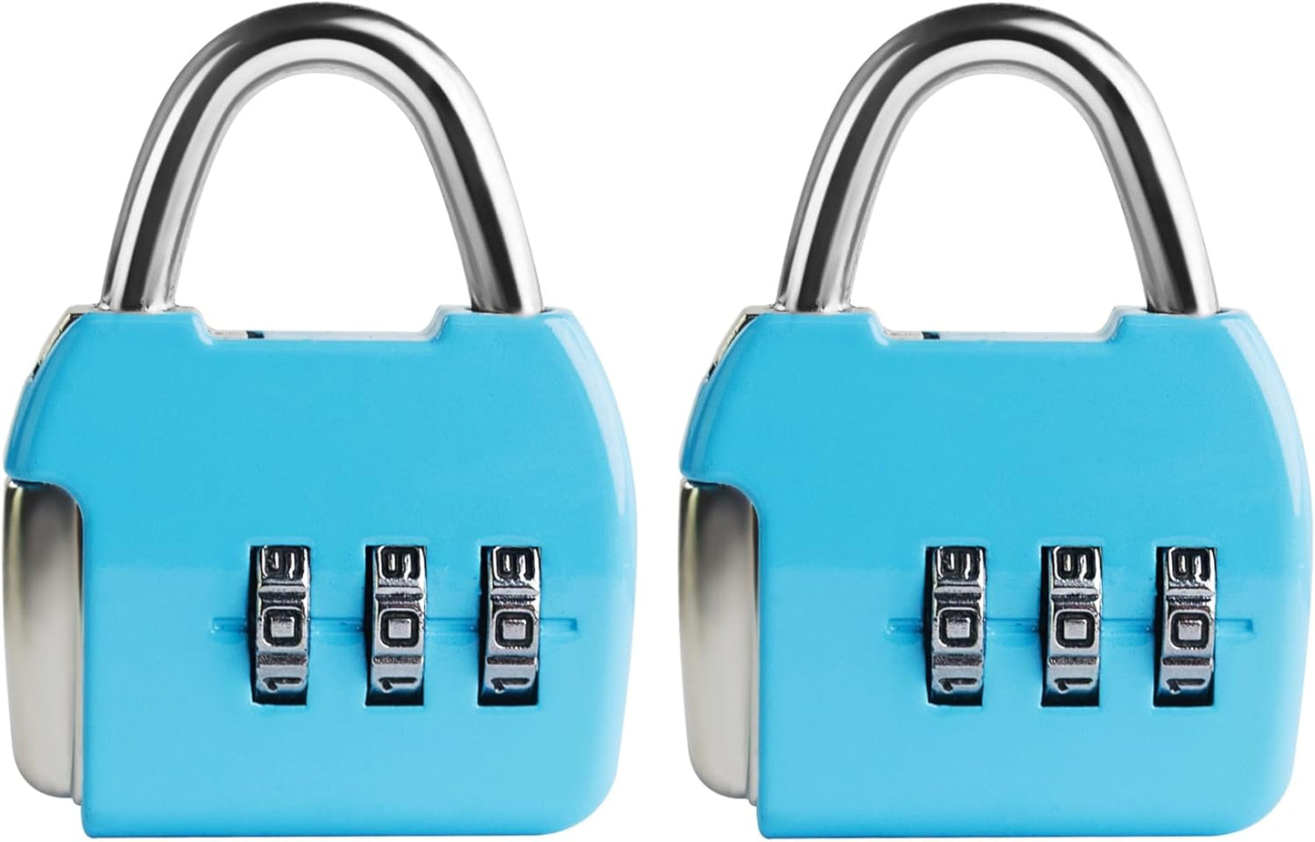 Small Combination Padlock, 3 Digit Combination Zipper Lock, Travel Safe Code Lock, Mini Combo Suitcase Locks for Luggage, Backpack, Bag, Box, Diary, Locker (Blue+Blue, 2-Pack)