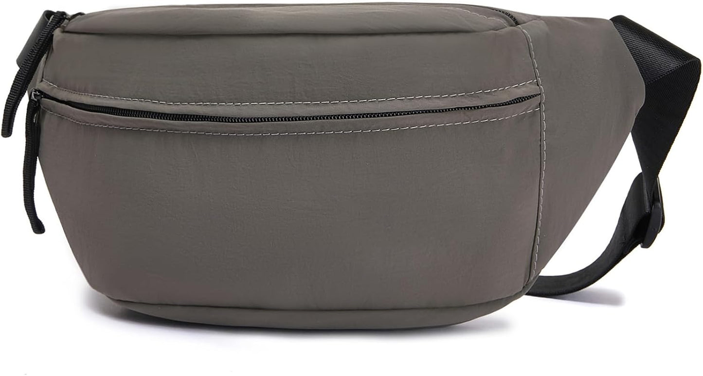Women Sling Bags Girl Fanny Pack Crossbody Handbag Men Shoulder Bag Unisex Classic Nylon Waist Packs Purse Hiking Chest Bag, Easy Carry Any Phone,Wallet (Gray)
