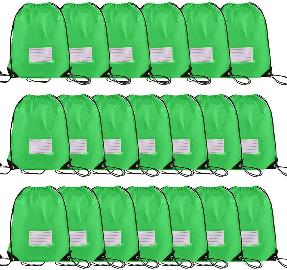 20 Pcs Drawstring Bags,Bulk Draw String Backpack, DIY Gym Sports Cinch Bag Sackpack for Women Men, Green