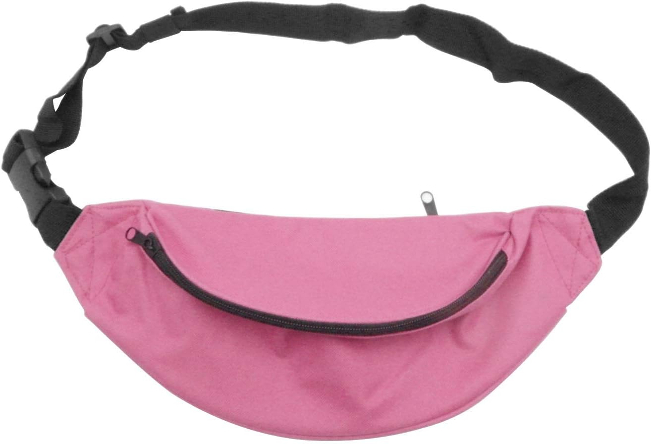 INNOLIFE Unisex Men Women Fashion Sporty Multi-Purpose 2-Zipper Waist Belt Bag Fanny Pack Adjustable Strap for Sport Hiking Traveling Passport Wallet (Pink)