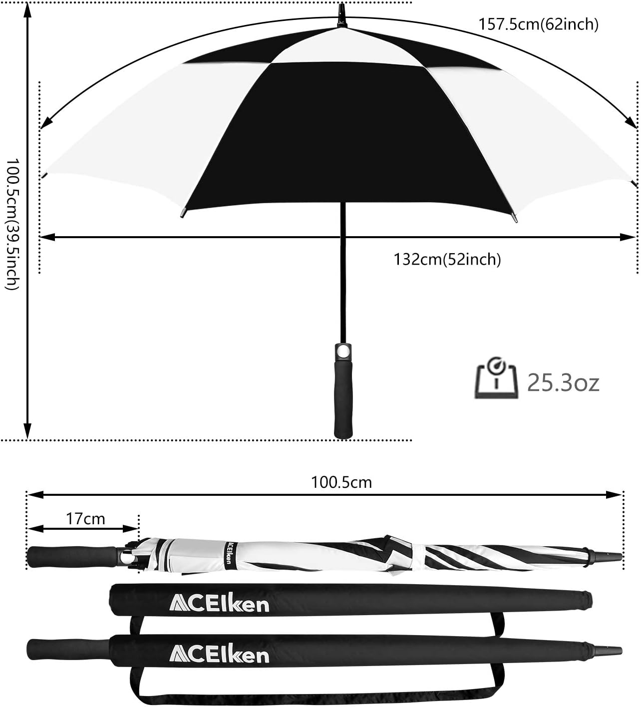 Golf Umbrella Large 58/62/68 Inch Automatic Open Golf Umbrella Extra Large Oversize Double Canopy Vented Umbrella Windproof Waterproof for Men and Women