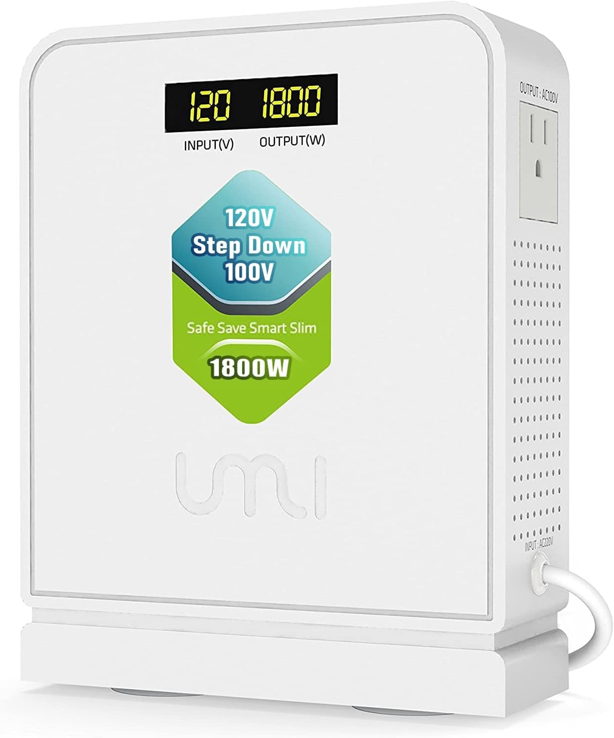 UMI 1800 Watt Voltage Converter Transformer - Heavy Duty Step Down AC 120V to 100V Power Converter - for Japan Appliances Use in US Canada Mexico – CE Certified [3-Year Warranty]