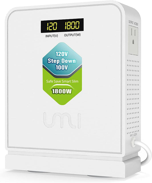 UMI 1800 Watt Voltage Converter Transformer - Heavy Duty Step Down AC 120V to 100V Power Converter - for Japan Appliances Use in US Canada Mexico – CE Certified [3-Year Warranty]