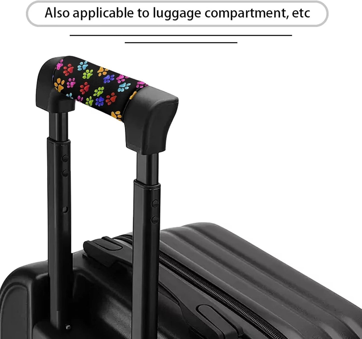 Colorful Paws Luggage Handle Wrap Cute Suitcase Protective Handle Cover Set of 2 Pcs,Lovely Footprint Luggage Identifiers Marker Grips Protector,Portable Travel Accessories