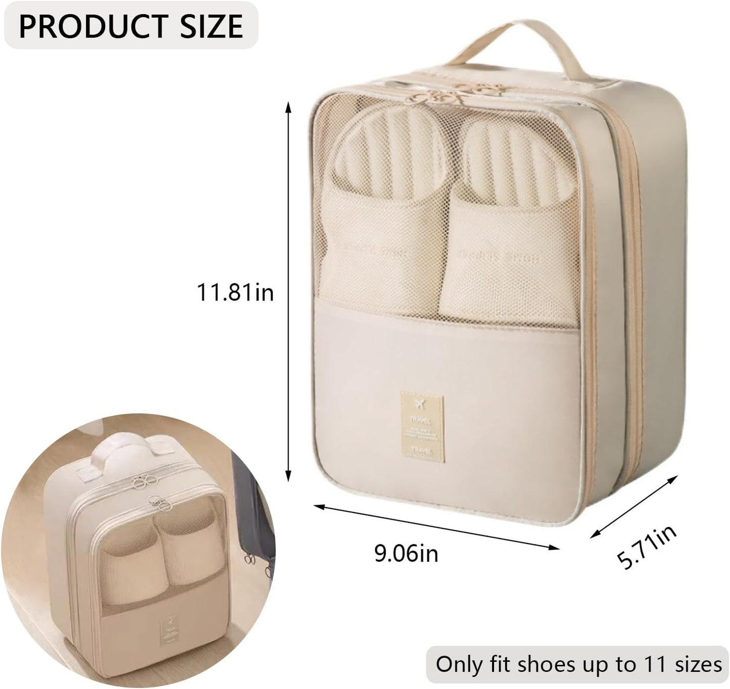 Resdenio 2 Pack Shoe Bags for Travel - Holds 3 Pair of Shoes, Portable Shoes Storage Bag Organizer