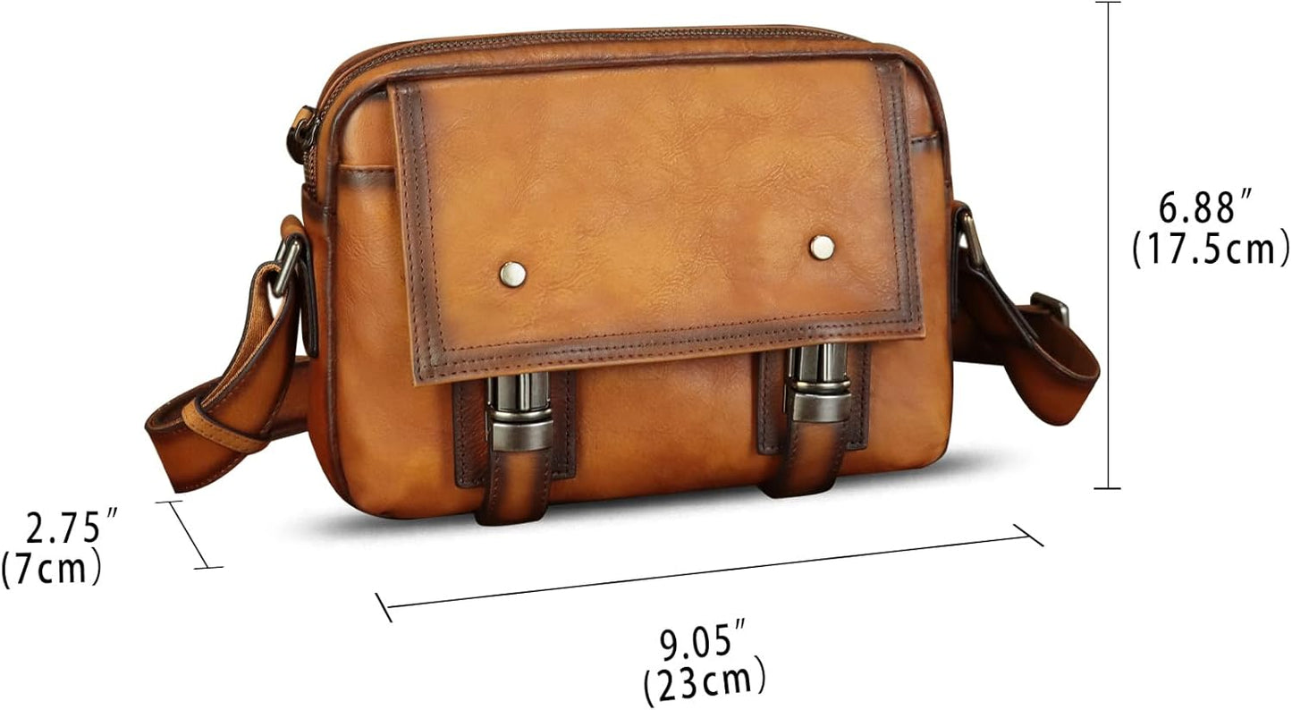 Genuine Leather Shoulder Bag Crossbody Bag for Men Vintage Real Leather Satchel for Men Messenger Bag for Work Travel
