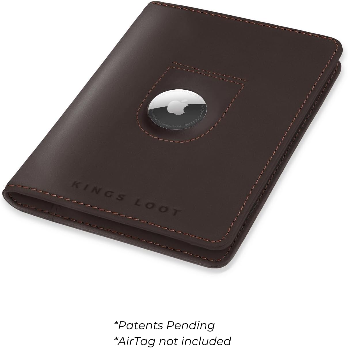 Kings Loot Passport Holder Wallet – RFID Blocking Leather Travel Wallet with Built-in Airtag Holder – Holds 1-6 Cards & Passport – Easy Pull Tab – Slim & Stylish Wallets (Truffle/Engraved)