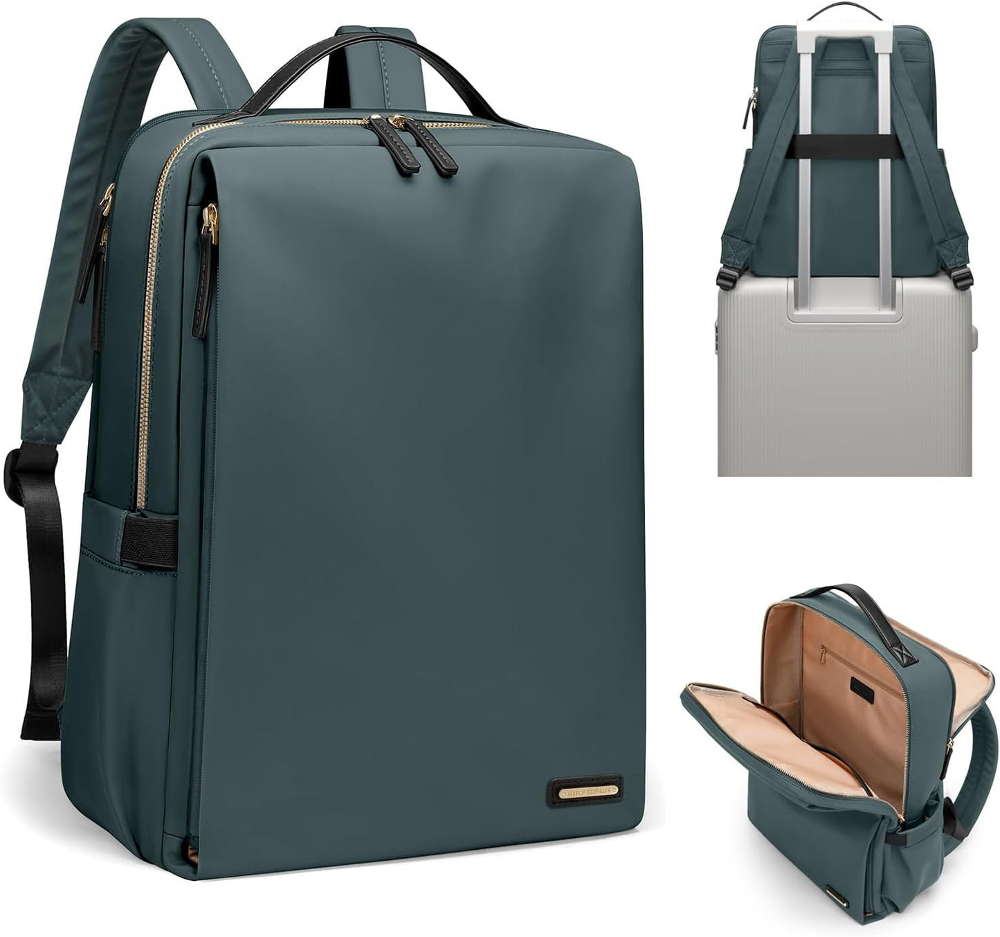 Stylish Laptop Backpack for Women Airline Approved Perfect for Work College and Travel Multi-Functional Casual Daypack Fits 15.6 Inch Notebook (Atrovirens)